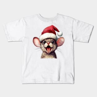 Funny Christmas Mouse Face Kids T-Shirt